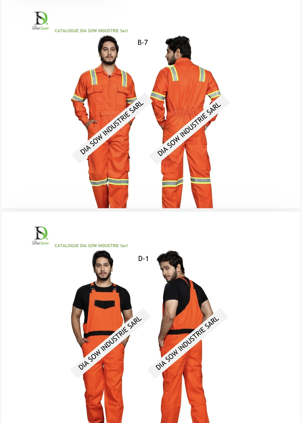 Modèles de tenues BTP orange haute visibilité proposés par DIASOW